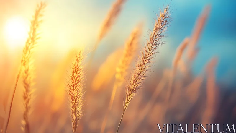 Sunlit meadow grasses whispering in molten morning light.