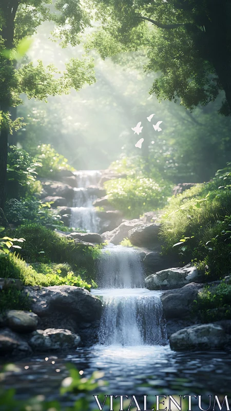 Cascading Dreams Flow Through Emerald Cathedral of Light