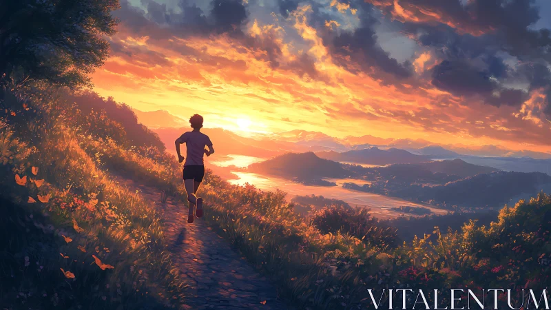 Runner stitches dawnlight into the valley’s waking horizon