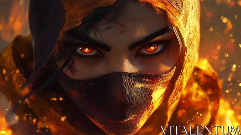 Masking embers in a warrior&rsquo;s burning, unyielding gaze.