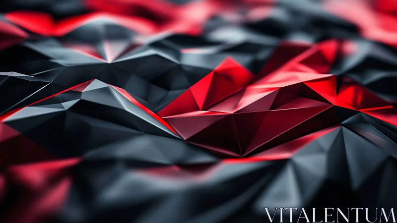 Crimson and graphite low-poly peaks in abstract motion.
