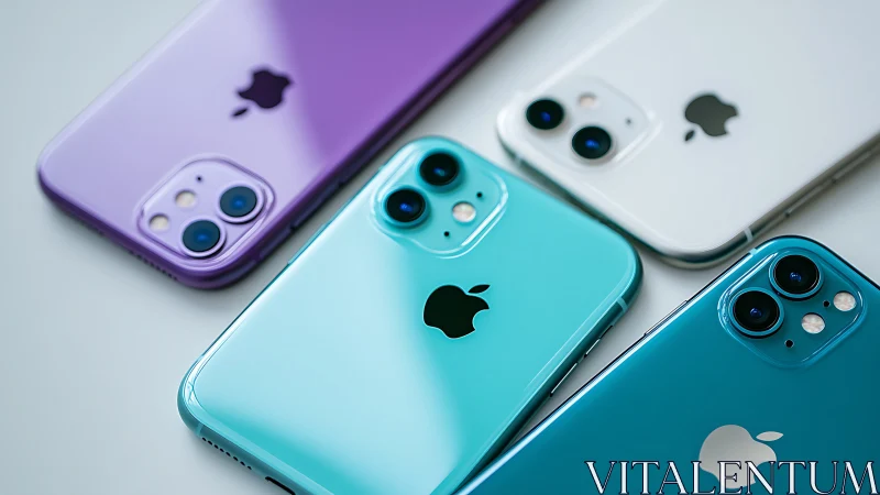 Colorful smartphones lined in a friendly tech rainbow.