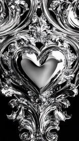 Ornamental Heart Form Within Classical Baroque Relief Sculpture