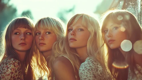 Sunlit sisters drift through mirrored afternoon reveries