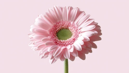 Pink Gerbera Daisy: Multilayered Petals with Green Disk Florets.