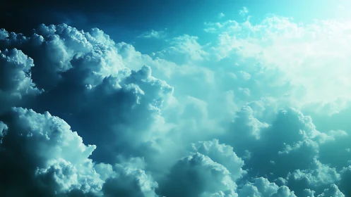 Cloud kingdoms drift upward into a turquoise morning hush