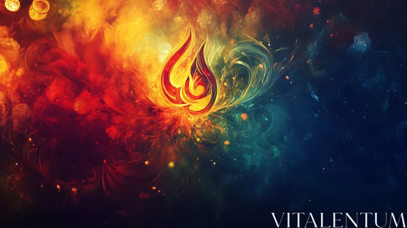 Dual-color fractal flame plume merges warm fire with cool nebula