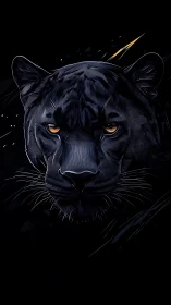Black panther head rendered in stylized dark digital illustration