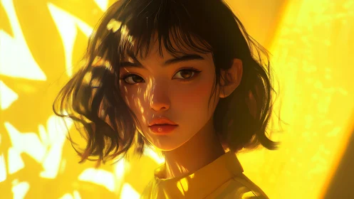 Backlit portrait of girl in directional warm sunlight gradients