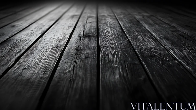 Low-key wooden floor perspective with cinematic vignette.