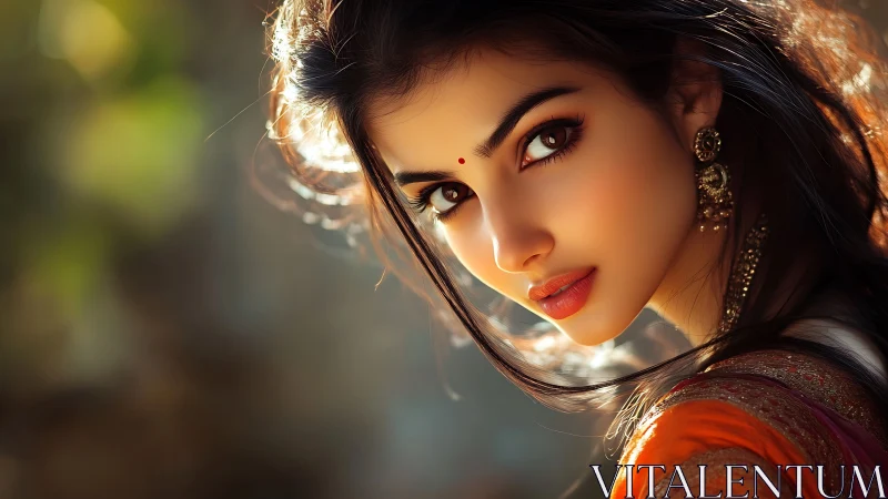 Sunlit portrait celebrates vibrant Indian bridal elegance.