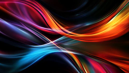 Chromatic energy streams intersect across a dark digital void