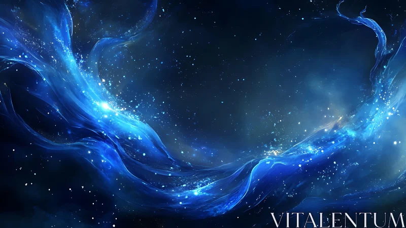 Starlit rivers of blue energy curl softly through deep space