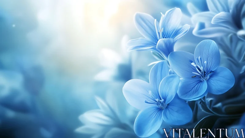 Blue Petals. Soft Focus Floral Macro Study.