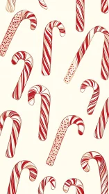 Candy Cane Pattern with Striped and Dotted Details.