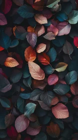 Midnight leaf confetti in jewel-toned woodland hush.
