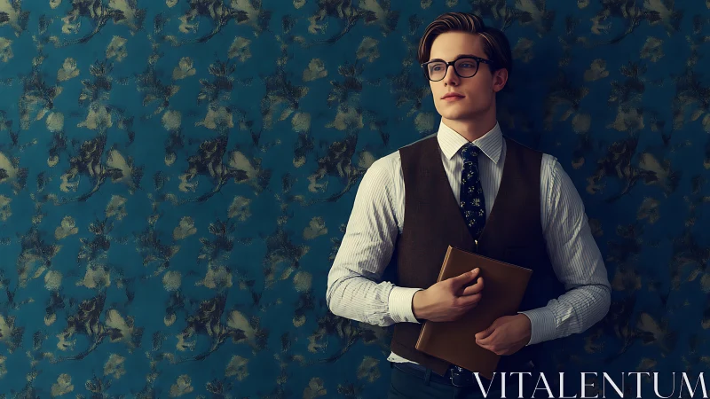 Retro scholar leans into floral shadows and quiet ambition