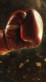 Red Boxing Glove Illuminated in Golden Light