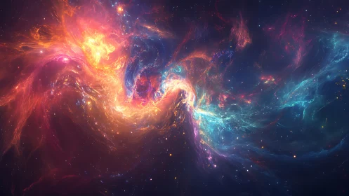 Stellar nebula vortex in luminous triadic color spectrum.