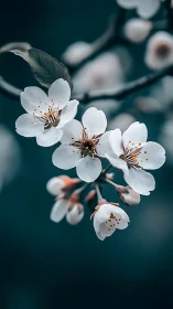 Delicate white blossoms bloom with golden hearts