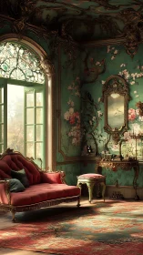 Sunlit rococo parlor welcomes quiet, leisurely afternoons