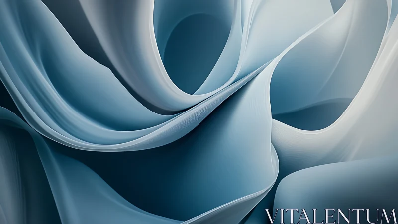 Glacial ribbon folds in flowing blue abstract minimalism.