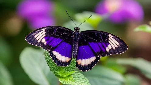 Velvet-winged butterfly pauses mid-garden to flaunt violet armor