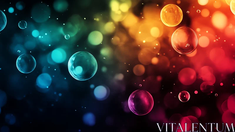 Color spectrum bubbles with soft bokeh gradient background.