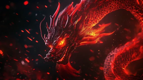 Infernal fire dragon portrait with glowing ember scales.