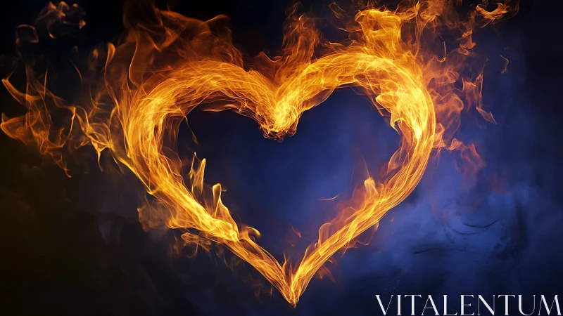 Incandescent heart contour constructed from dynamic flame geometry.