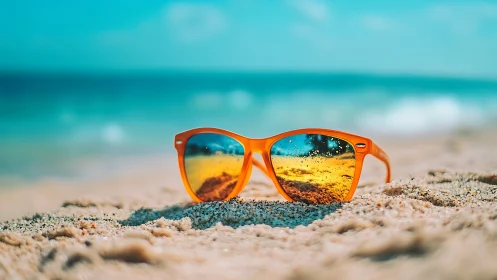 Sun kissed orange sunglasses invite a bright beach day