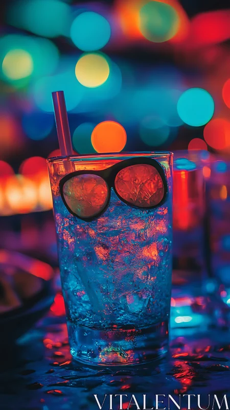 Vibrant Neon Cocktail with Style and Shimmer