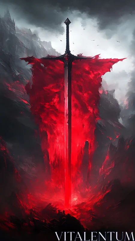 Cursed crimson greatsword erupts from volcanic abyss