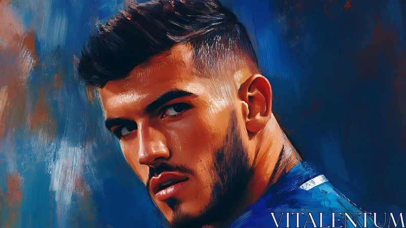 Male portrait with strong gaze in bold digital painting.