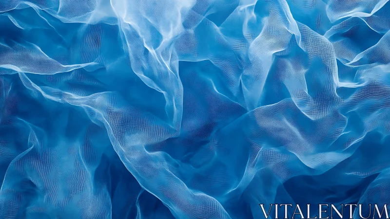 Flowing Blue Sheer Fabric Abstract Art with Soft Texture.