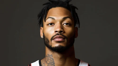 Confident young athlete gazes forward with calm strength