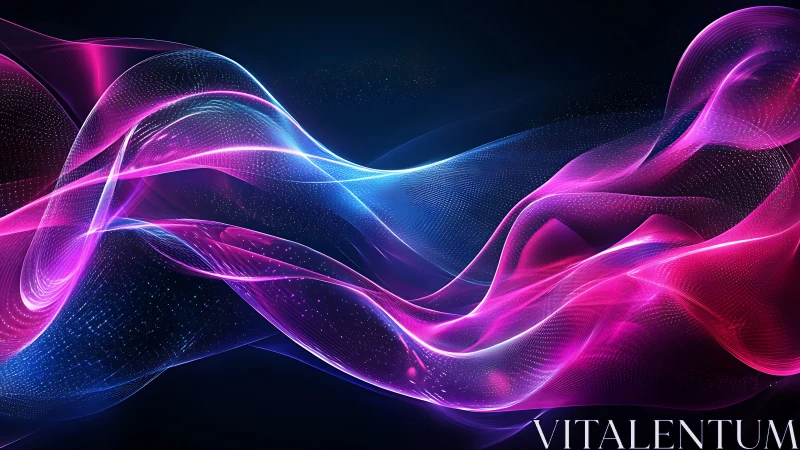 Colored light waveforms over dark field in digital space.