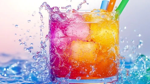 Colorful Liquid Splash in Translucent Glass.