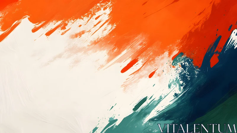 Bold Abstract Brush Strokes in Orange, White, and Green Style.