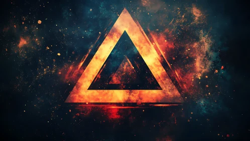 Nested Triangle Composition with Incandescent Fire Particle Effects