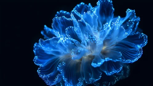 Luminous tide-blossom unfurling in deep neon silence.