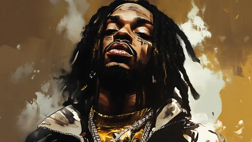 Bold digital portrait captures confident urban musician