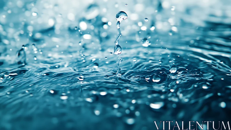 Water surface shows frozen droplet impact with sharp ripples