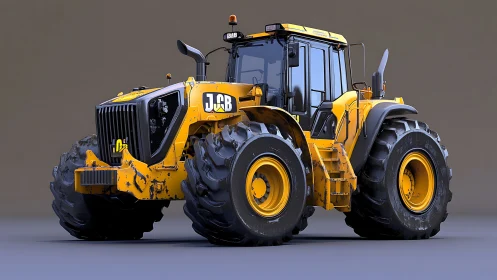 Heavy-duty yellow tractor rendered in detailed 3D model.