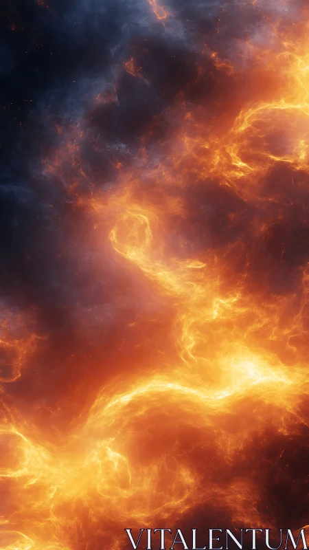 Cosmic Fire Eruption: Abstract Inferno in Deep Space