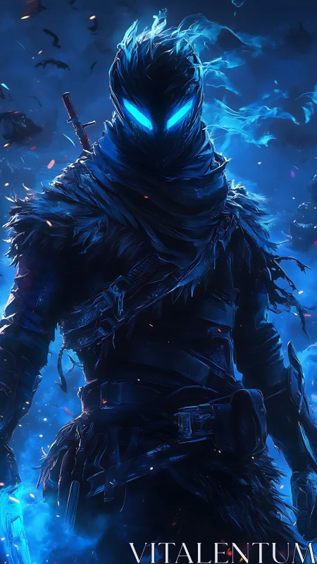 Midnight wraith warrior ignites the battlefield in blue flame.