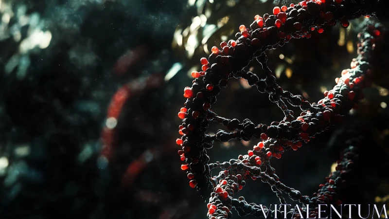 Macro helix structure with particulate red nodes in shallow depth