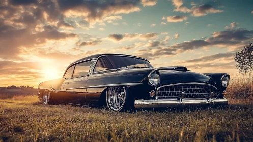 Low-slung midnight cruiser drinks in the last sunset light