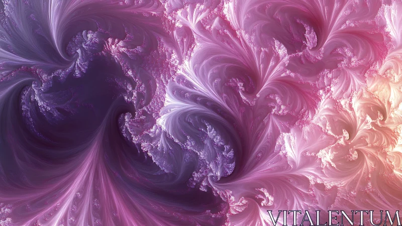 Pink and purple fractal swirls with soft glowing light.