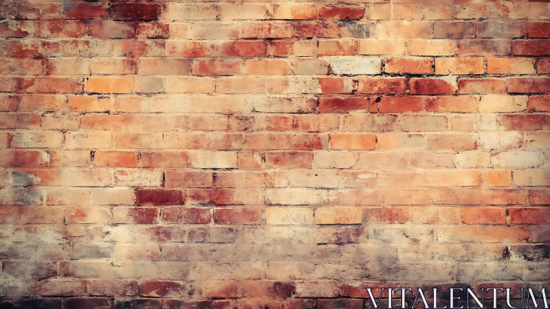 Aged Red Brick Wall with Weathered Vintage Texture.